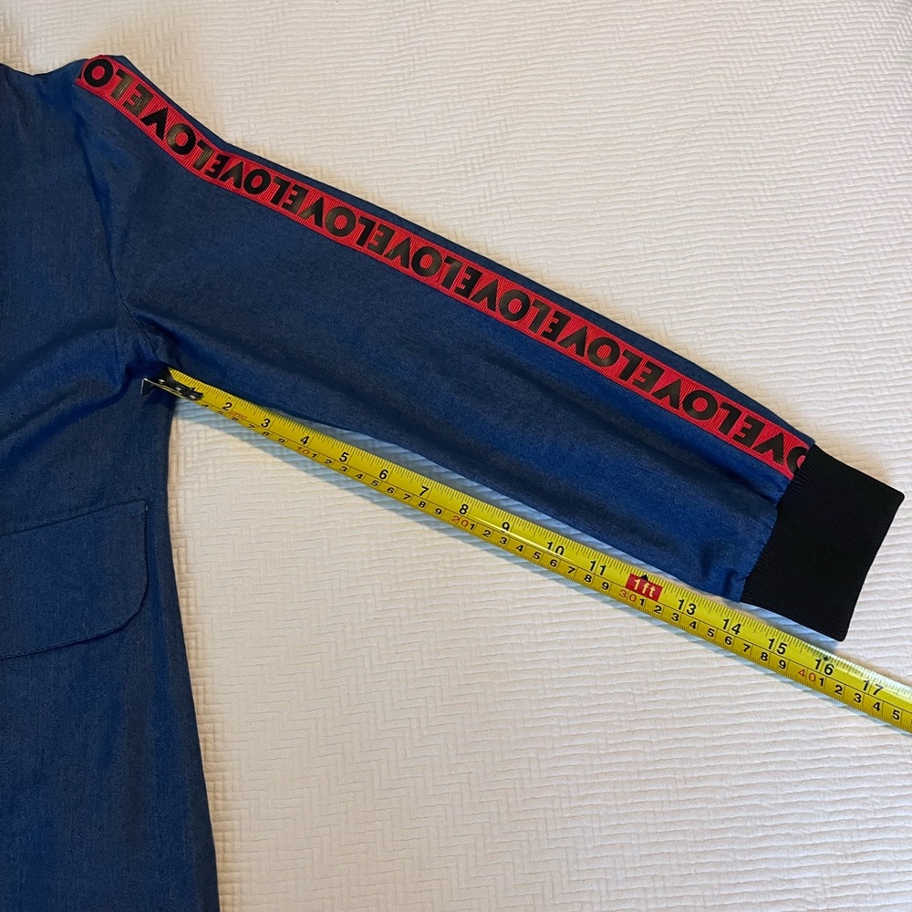 LOVE ❤️ Blue Jean Jacket with Red Tape Accents - Picture 10 of 11